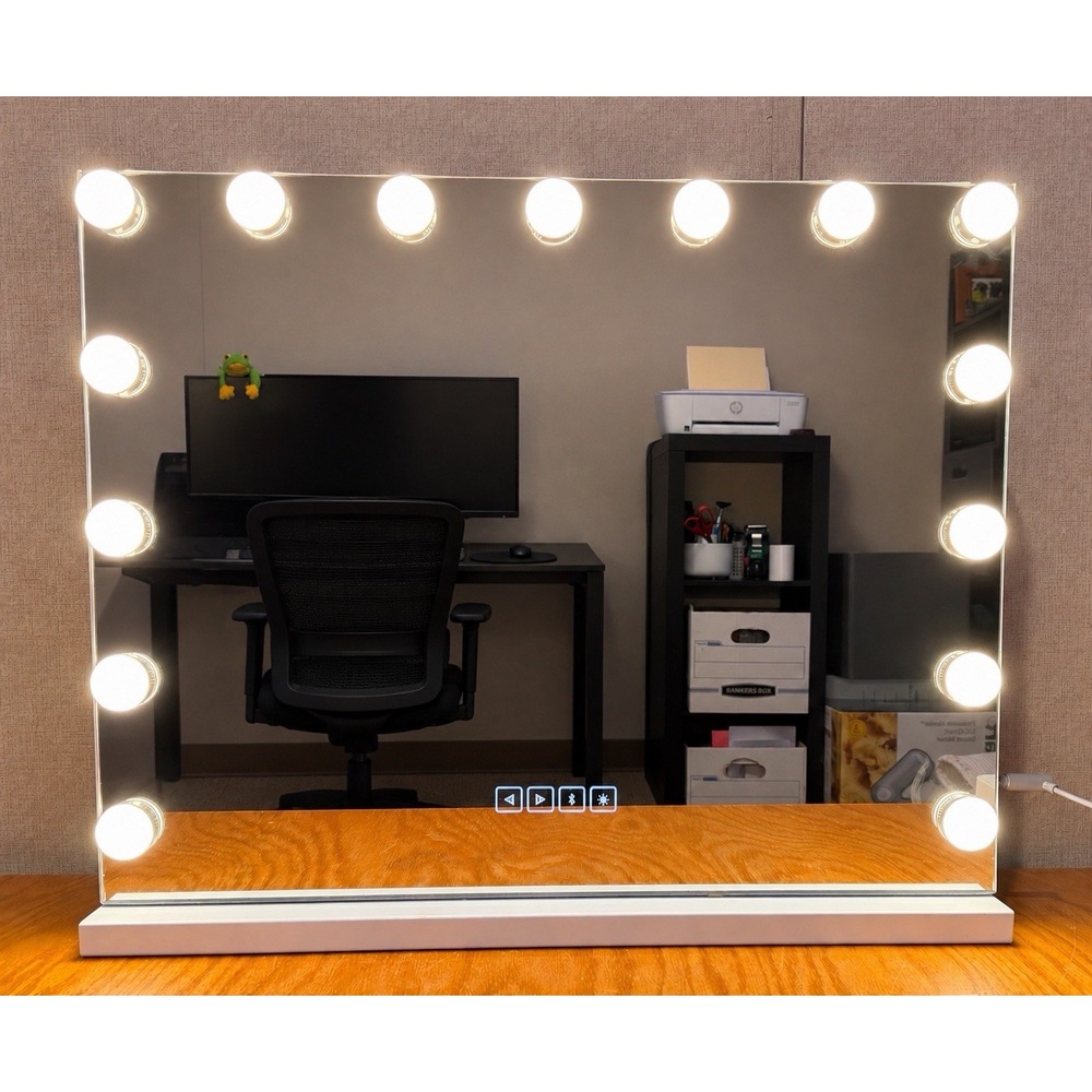24" Hollywood Vanity Mirror LED Lights Bluetooth Speakers USB Makeup Mirror
